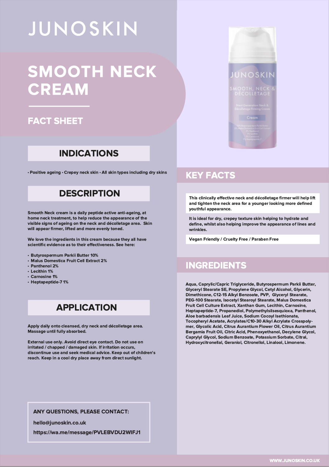 JUNOSKIN Smooth Neck & Décolletage Cream 100ml