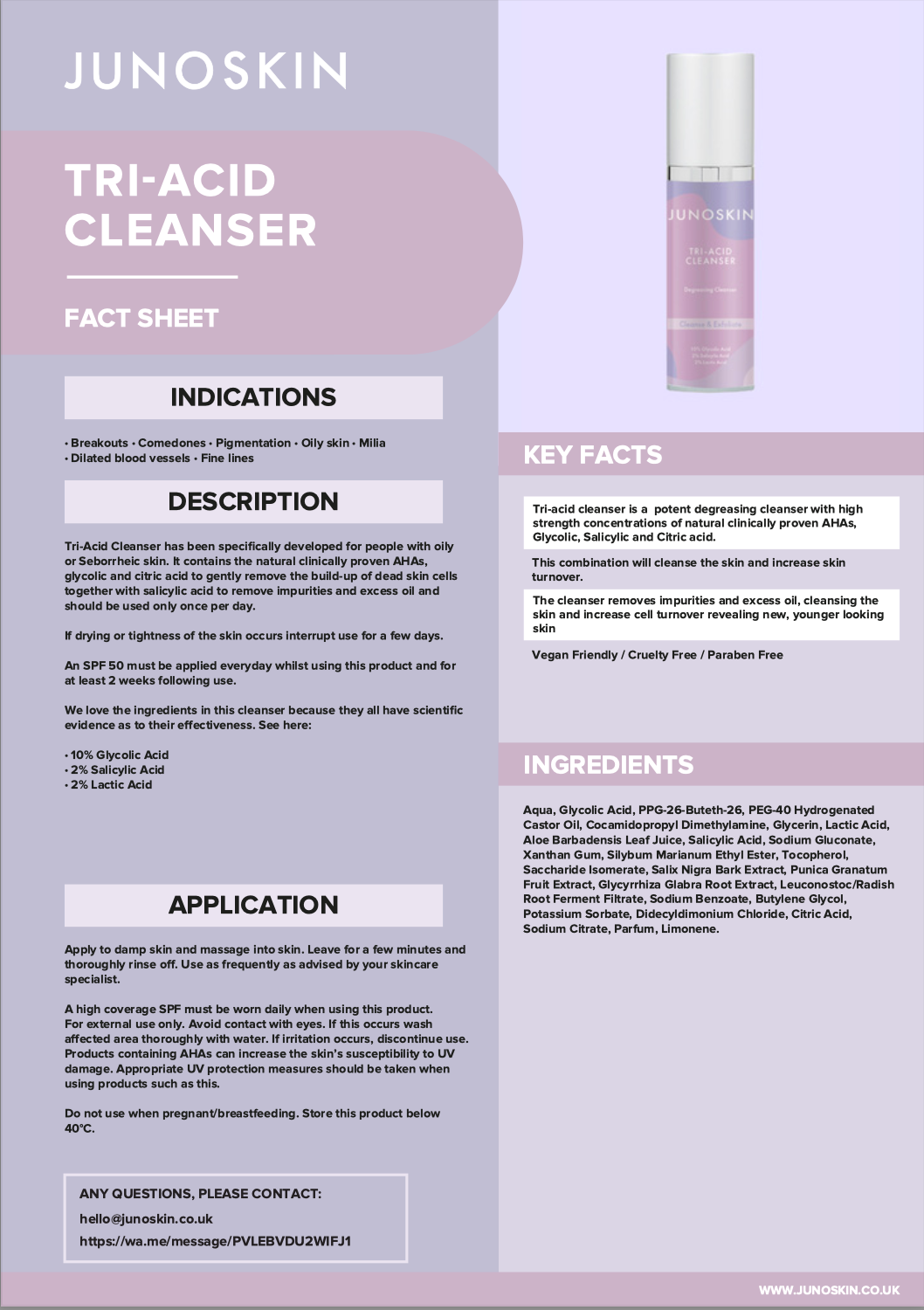 Junoskin Tri-Acid Cleanser 100ml