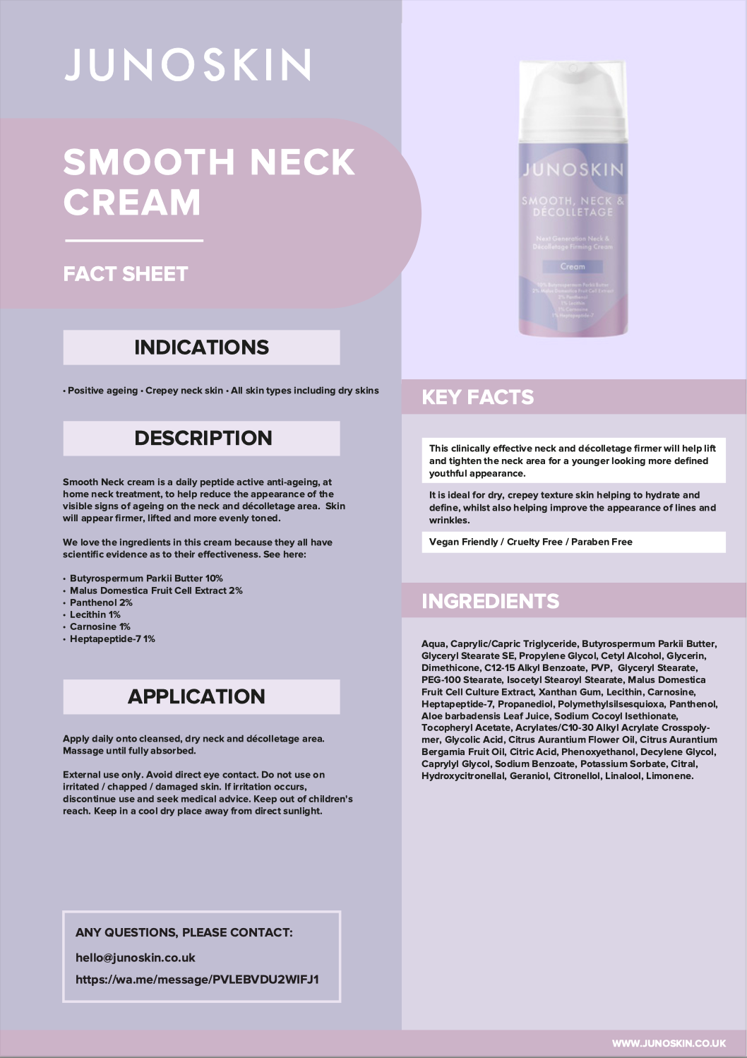 JUNOSKIN Smooth Neck &amp; Décolletage Cream 100ml